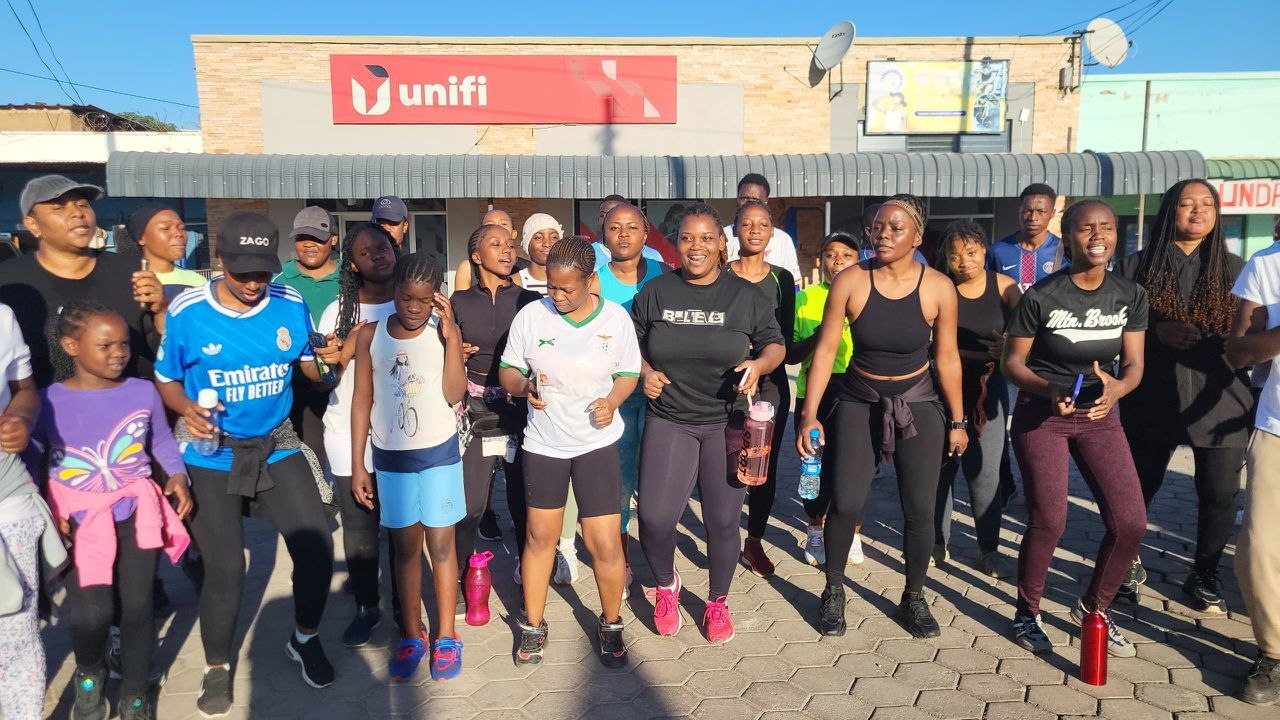 Community members after aerobics training session