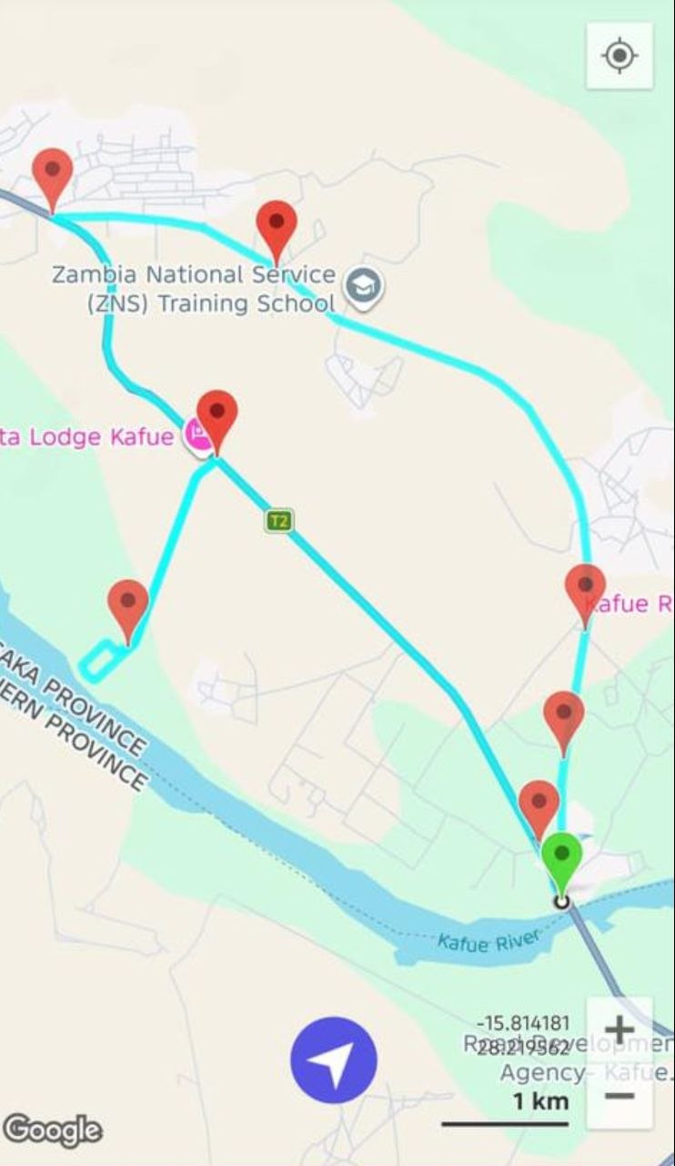 10KM Fun Run route map — Kafue Town