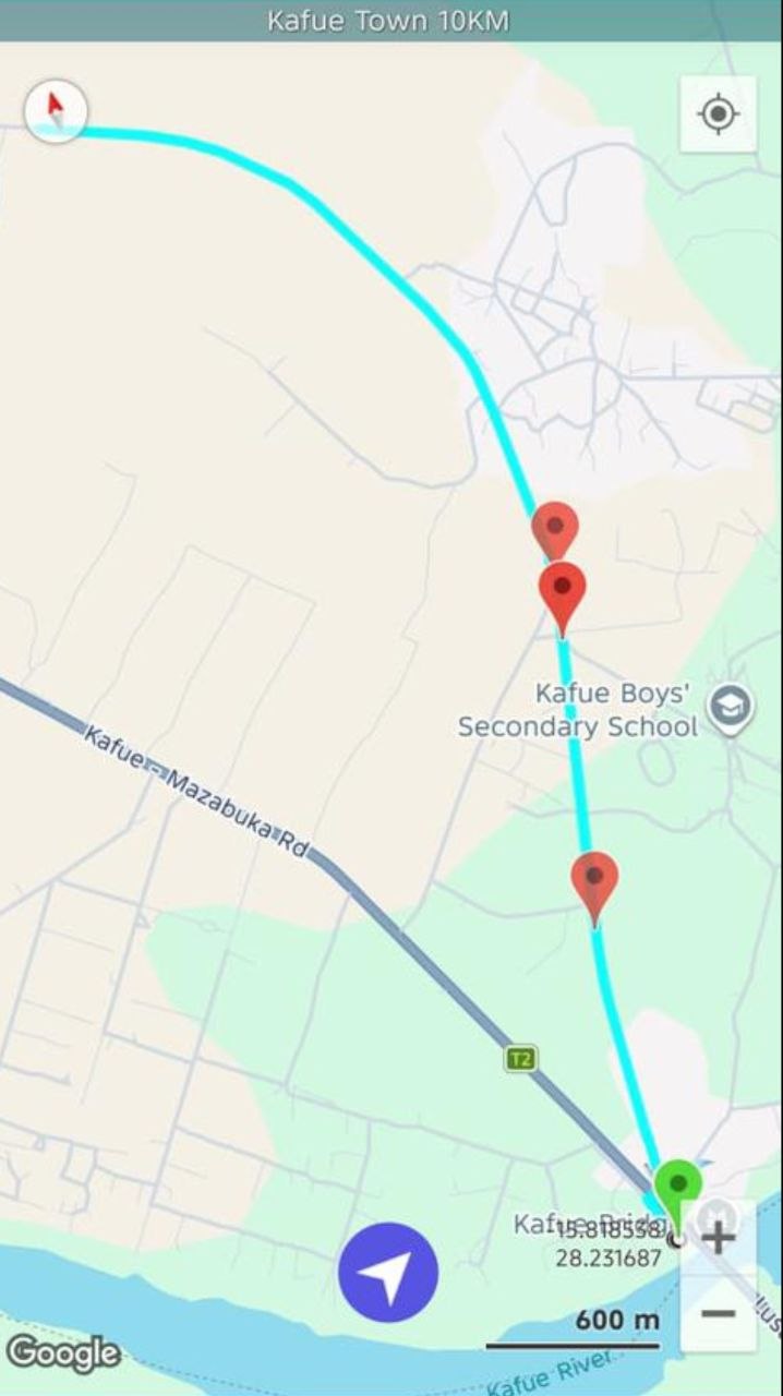 21KM Half Marathon route map — Kafue